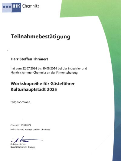 Gästeführerqualifikation für Kulturhauptstadt Chemnitz 2025